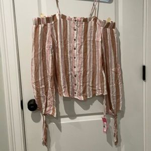 Strapless Rose White and Pink Colored Shirt